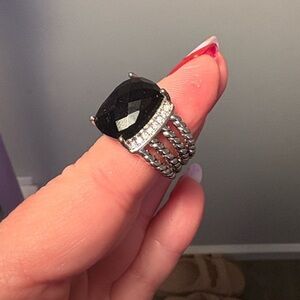 David Yurman Elegant Black and Silver Women's Ring sz7